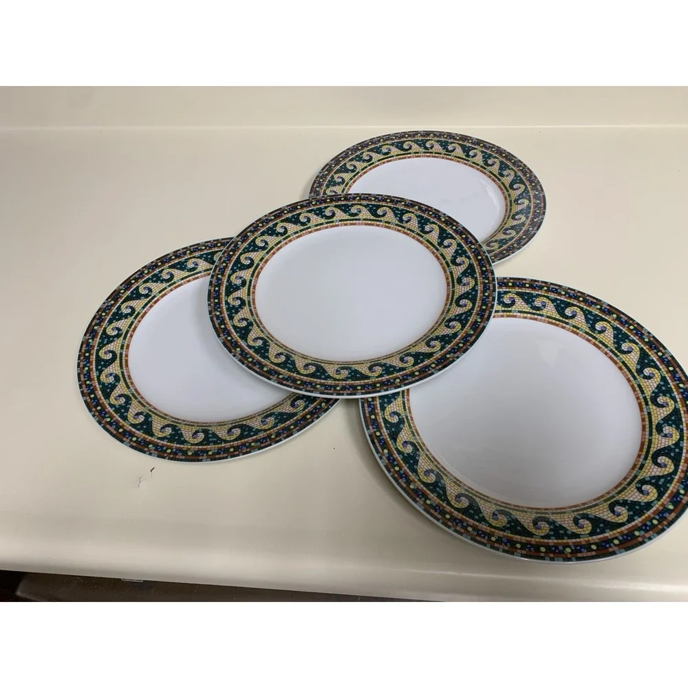 Mosaic by Gabbay GBB13 Dinner Plates  Set Of 4 Geometric Scroll Wave